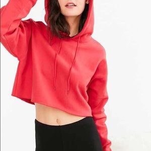 Urban Outfitters Red Cropped Sweatshirt Hoodie
